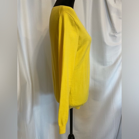 Tommy Hilfiger Pima Cotton Blend yellow v-neck long sleeve sweater size large - Picture 4 of 6